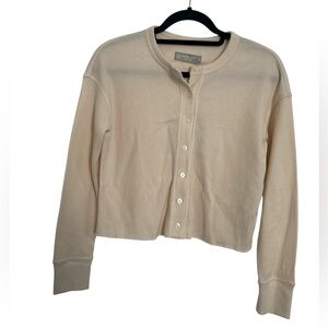 NWT Everlane Cream Waffle Knit Organic Cotton Sweater Cardigan Size XS